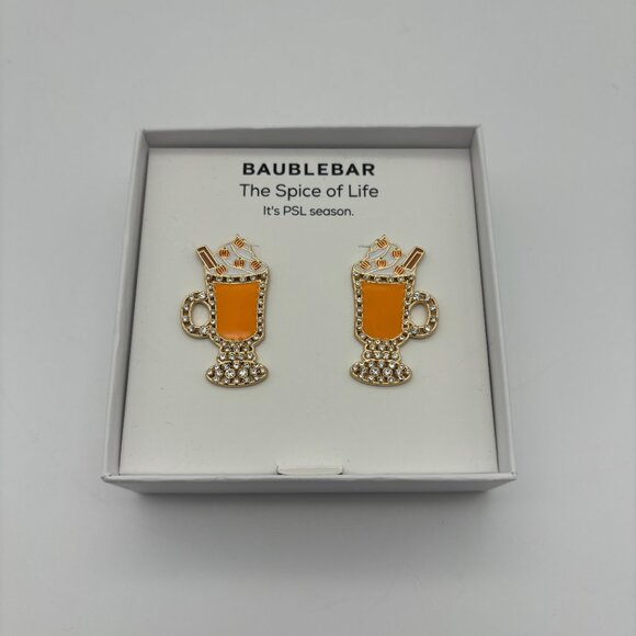 BaubleBar Spice of Life Earrings Pumpkin Spice Latte Rhinestones Thanksgiving - Picture 1 of 3